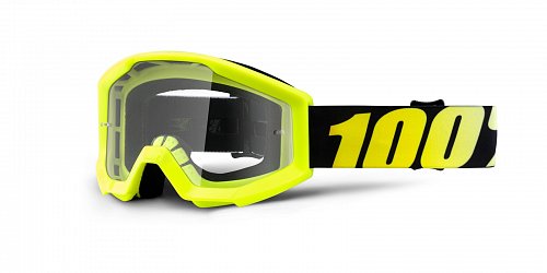 brýle Strata Neon Yellow, 100% - USA dětské (žlutá, čiré plexi s čepy pro slídy)
